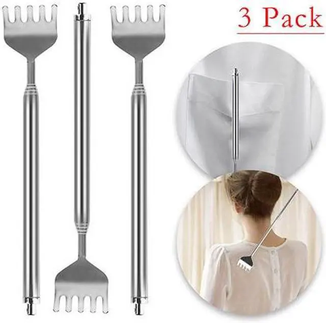 Alt view image 2 of 6 - 3pcs 20" Telescopic Back Scratcher Stainless Steel Extendable Bear Eagle Claw Massager