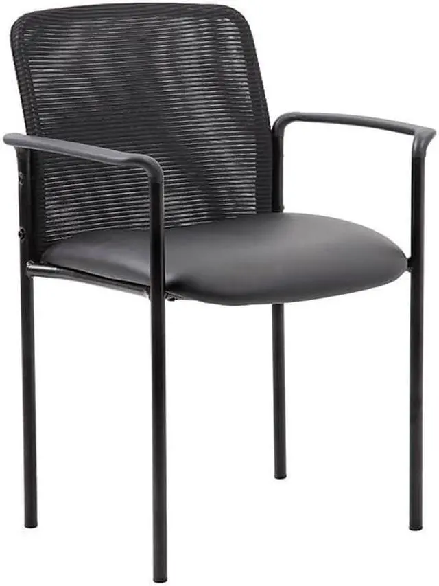 Alt view image 2 of 4 - Boss Stackable Mesh Back/Caressoft Seat Guest Chair, Black