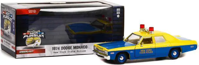 Alt view image 3 of 6 - 1974 Dodge Monaco Blue and Yellow "New York State Police" "Hot Pursuit" Series 1/24 Diecast Model Car by Greenlight