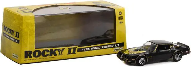 Alt view image 3 of 7 - 1979 Pontiac Firebird T/A Trans Am Black with Hood Phoenix "Rocky II (1979) Movie" 1/43 Diecast Model Car by Greenlight