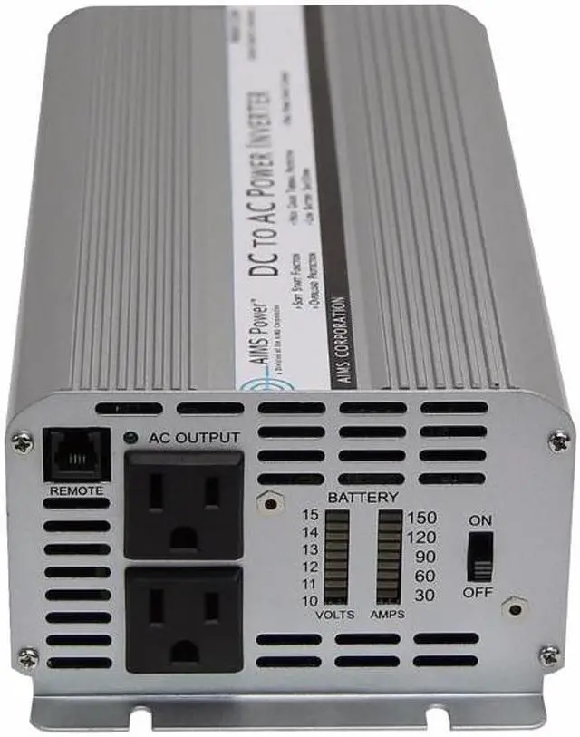 Alt view image 7 of 9 - Aims Power PWRINV1250W 1250 Watt Power Inverter 12 Volt