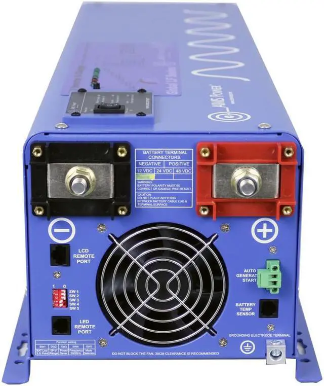 Alt view image 7 of 12 - AIMS Power (PICOGLF60W48V120V) 6000W 48V DC to 120V AC Pure Sine Inverter Charger