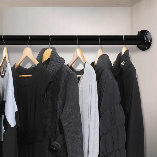 Alt view image 3 of 3 - 1 inch Adjustable 66-115" Room Divider/Closet Rod (Rod and Socket Set) - Black