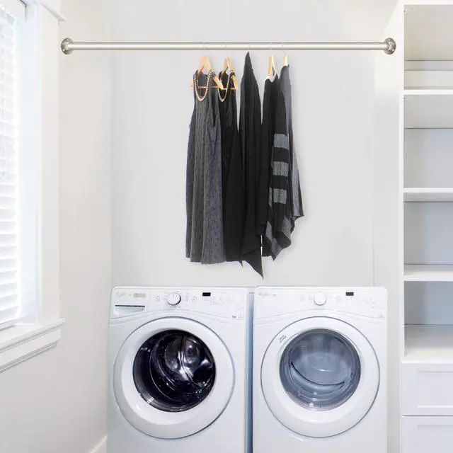Alt view image 3 of 3 - 1 inch Adjustable 66-115" Room Divider/Closet Rod (Rod and Socket Set) - Satin Nickel