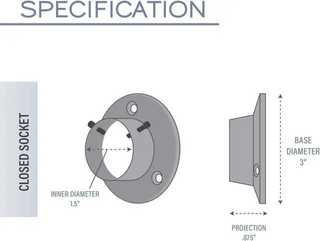Alt view image 2 of 2 - 1.5 inch Adjustable 28-48" Room Divider/Closet Rod (Rod and Socket Set) - Satin Nickel