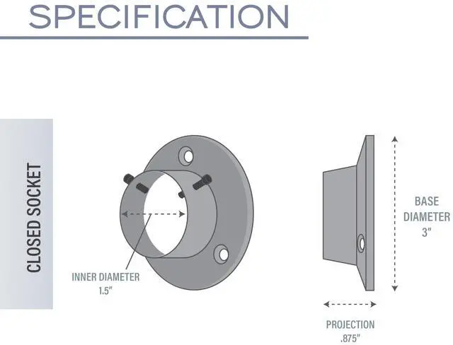 Alt view image 2 of 2 - 1.5 inch Adjustable 48-84" Room Divider/Closet Rod (Rod and Socket Set) - Cocoa
