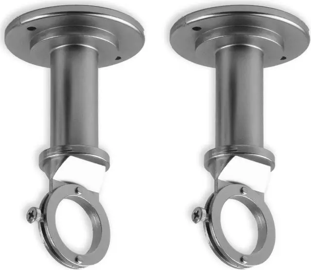 Alt view image 2 of 2 - 1 inch Industrial Pipe Wall/Ceiling Single Bracket (Pair) - Satin Nickel