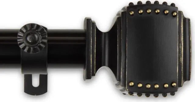 Alt view image 2 of 2 - 1 inch Odin Curtain Rod 120-170" - Black