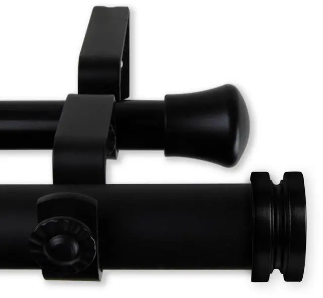 Alt view image 2 of 2 - 1 inch Knop Double Curtain Rod 120-170" - Black