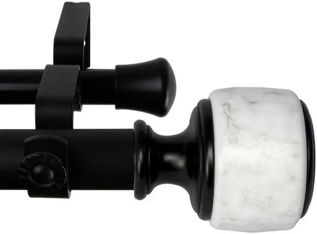 Alt view image 2 of 2 - 1 inch Vincenzo Double Curtain Rod 66-120" - Black