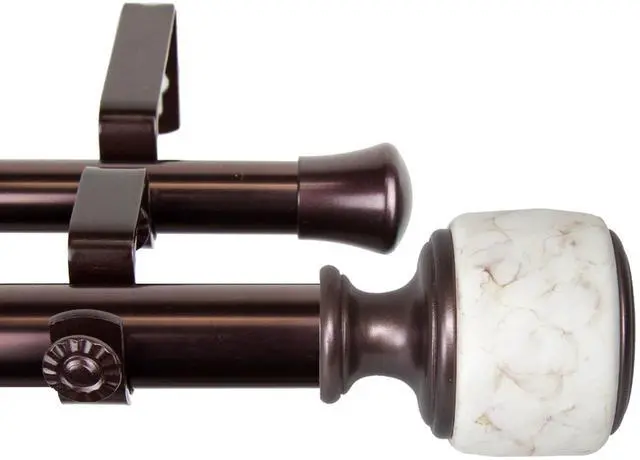 Alt view image 2 of 2 - 1 inch Vincenzo Double Curtain Rod 160-240" - Bronze
