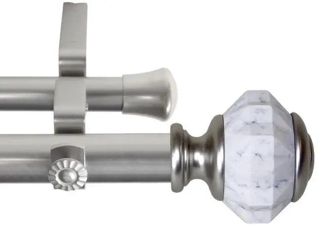 Alt view image 2 of 2 - 1 inch Aria Double Curtain Rod 48-84" - Satin Nickel