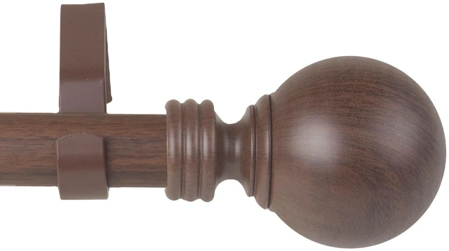 Alt view image 2 of 2 - 1 inch Round Faux Wood Curtain Rod 66-120" - Dark Walnut