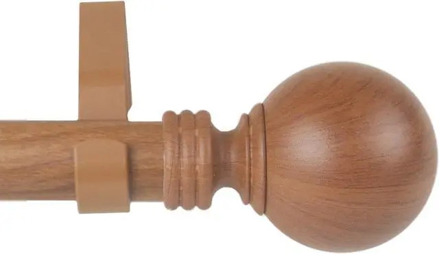Alt view image 2 of 2 - 1 inch Round Faux Wood Curtain Rod 28-48" - Chestnut