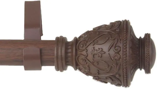 Alt view image 2 of 2 - 1 inch Virginia Faux Wood Curtain Rod 160-240" - Dark Walnut
