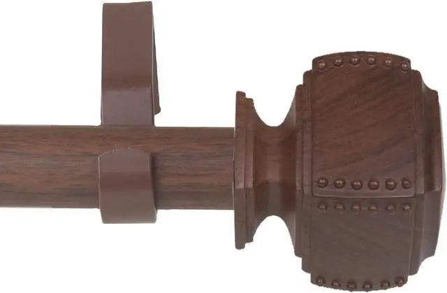 Alt view image 2 of 2 - 1 inch Odin Faux Wood Curtain Rod 160-240" - Dark Walnut