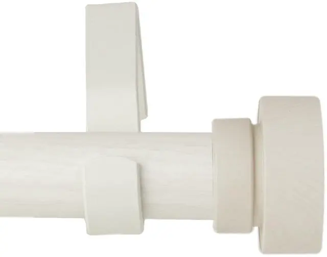 Alt view image 2 of 2 - 1 inch Brett Faux Wood Curtain Rod 28-48" - Pearl White