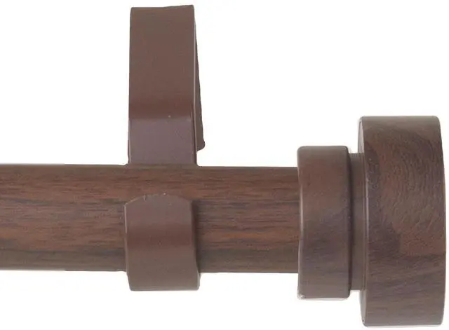 Alt view image 2 of 2 - 1 inch Brett Faux Wood Curtain Rod 48-84" - Dark Walnut