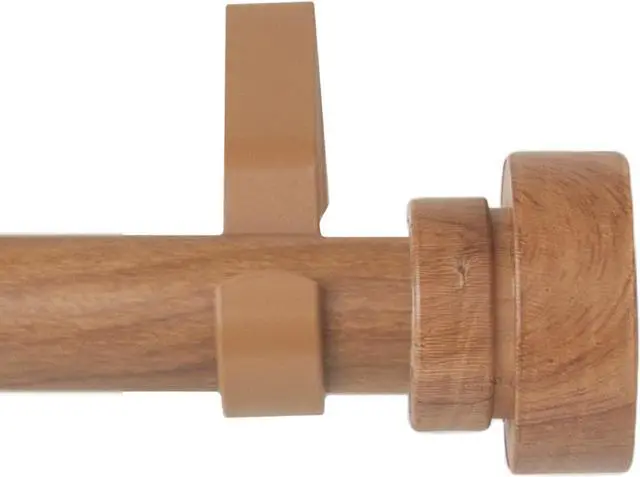 Alt view image 2 of 2 - 1 inch Brett Faux Wood Curtain Rod 48-84" - Chestnut