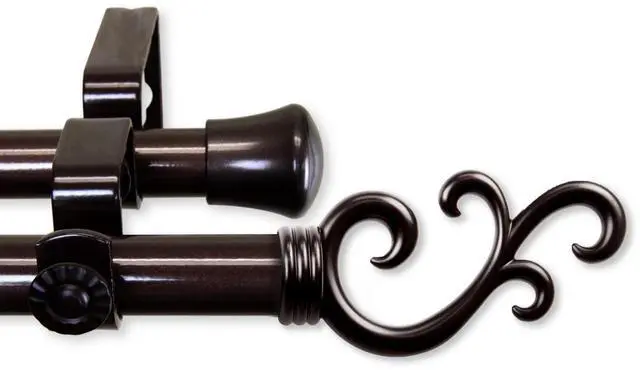 Alt view image 2 of 2 - 13/16 inch Mosey Double Curtain Rod 120-170" - Cocoa