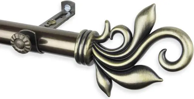 Main image of Micah Curtain Rod 3/4 inch dia. 120-170" - Antique Brass