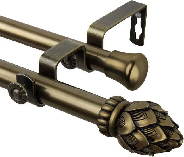 Main image of Tilia Double Curtain Rod 3/4 inch dia. 28-48" - Antique Gold