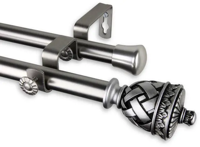 Main image of Araceli Double Curtain Rod 3/4 inch dia. 120-170" - Satin Nickel