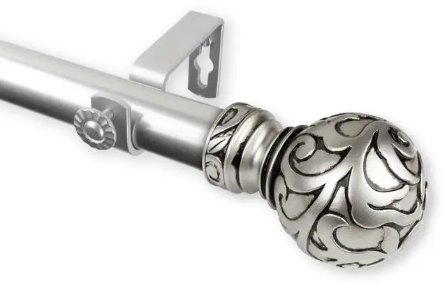 Main image of Terreca Curtain Rod 1" OD 66-120 inch  - Satin Nickel
