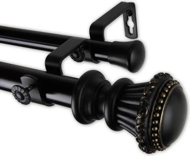 Main image of Sansa Double Curtain Rod 1" OD 120-170 inch - Black