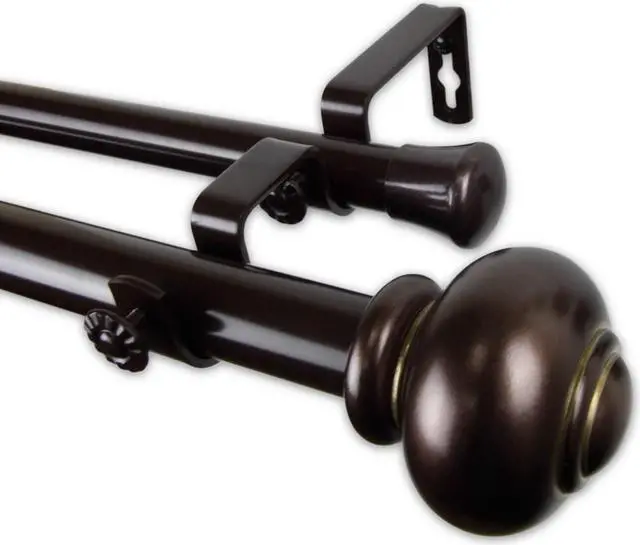 Main image of Constantino Double Curtain Rod 1" OD 48-84 inch - Bronze