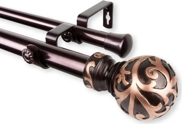 Main image of Terreca Double Curtain Rod 1" OD 28-48 inch  - Bronze