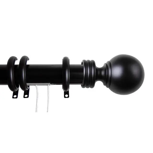 Main image of Archie Decorative Traverse Rod w/ Rings 84"-156" - Black