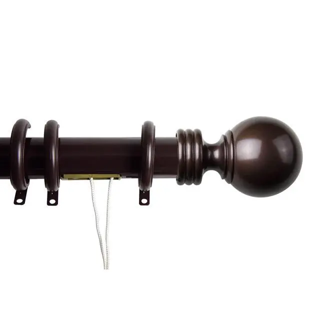 Main image of Archie Decorative Traverse Rod w/ Rings 66"- 120" - Cocoa