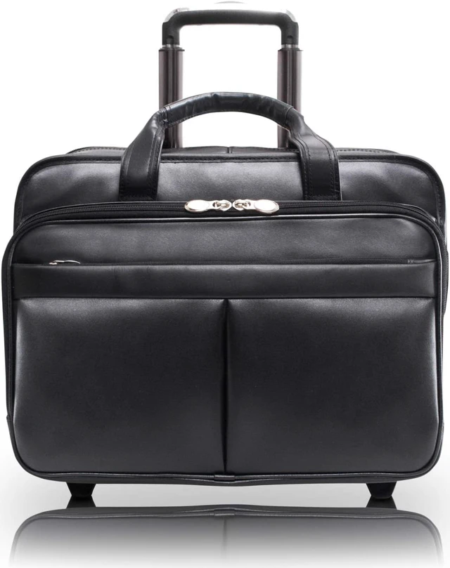 Alt view image 6 of 6 - McKlein USA Leather Wheeled Non-Detachable Laptop Briefcase