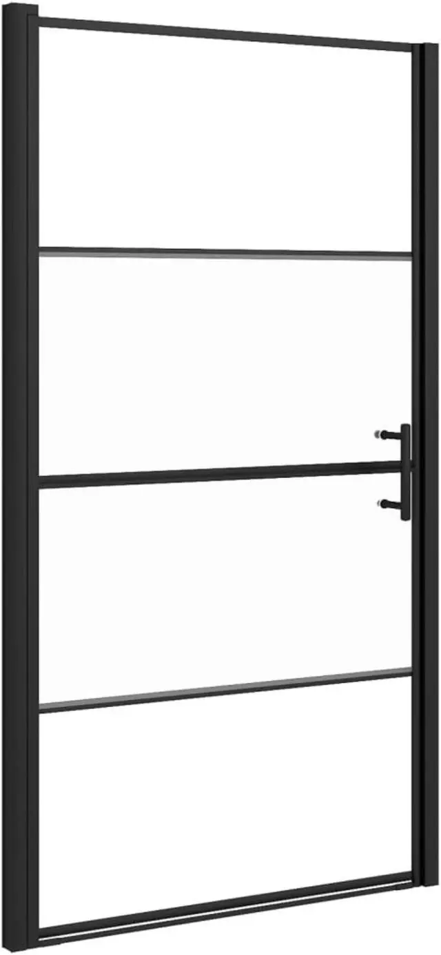 Alt view image 2 of 13 - vidaXL Shower Door 39.4"x70.1" Half Frosted Tempered Glass Black