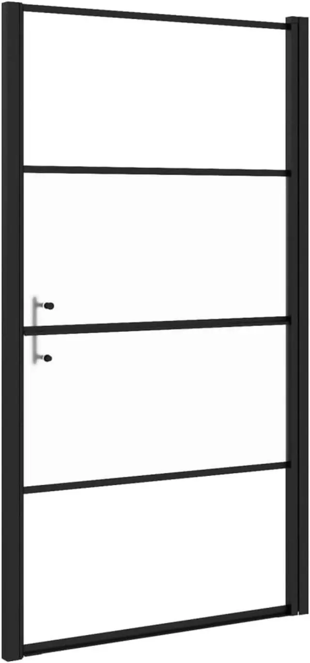 Alt view image 5 of 13 - vidaXL Shower Door 39.4"x70.1" Half Frosted Tempered Glass Black