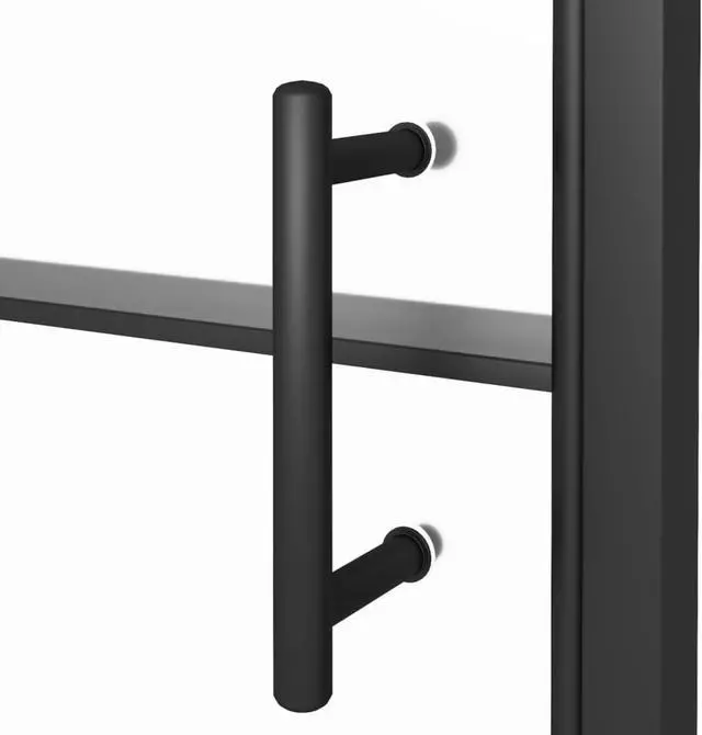 Alt view image 6 of 13 - vidaXL Shower Door 39.4"x70.1" Half Frosted Tempered Glass Black