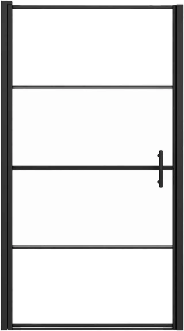Alt view image 3 of 13 - vidaXL Shower Door 39.4"x70.1" Half Frosted Tempered Glass Black