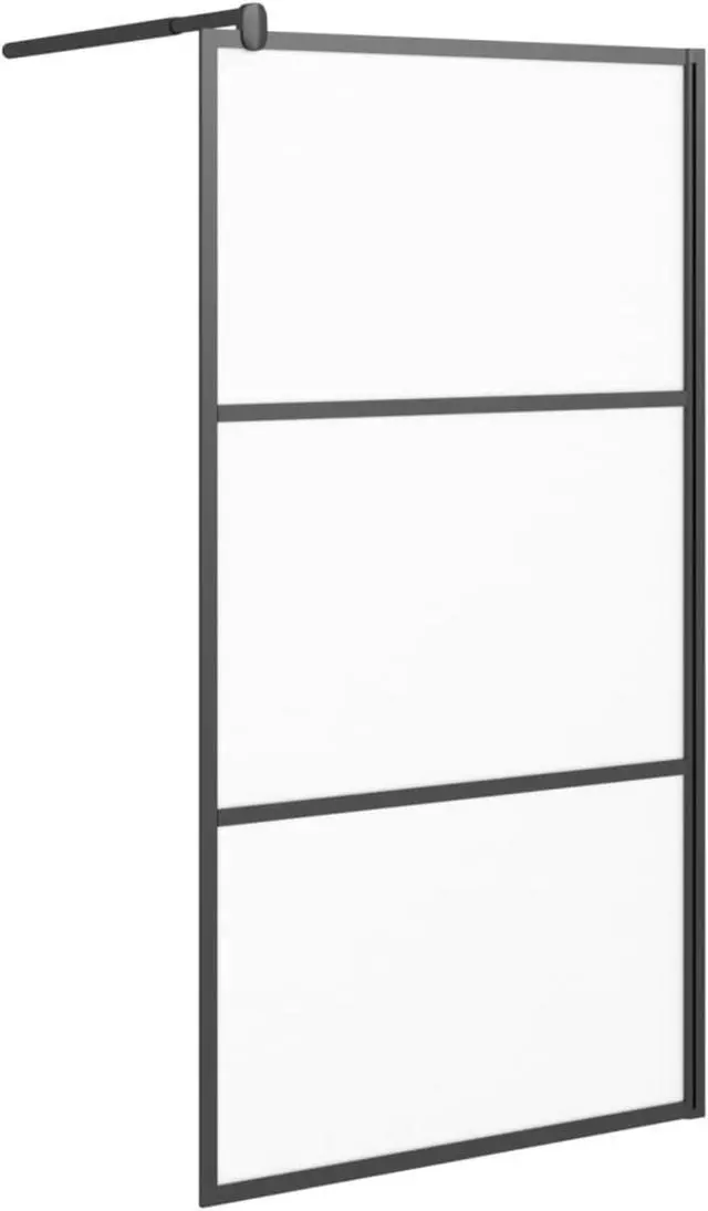 Alt view image 2 of 12 - vidaXL Walk-in Shower Wall 45.3"x76.8" Frosted ESG Glass Black