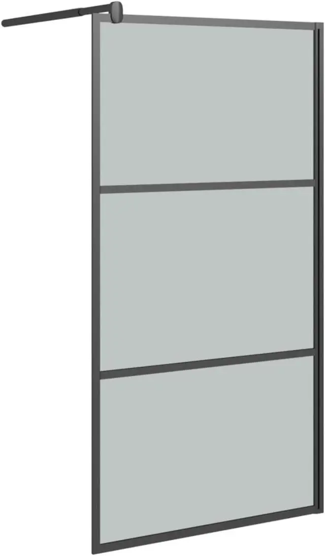 Alt view image 2 of 12 - vidaXL Walk-in Shower Wall 39.4"x76.8" Dark ESG Glass Black