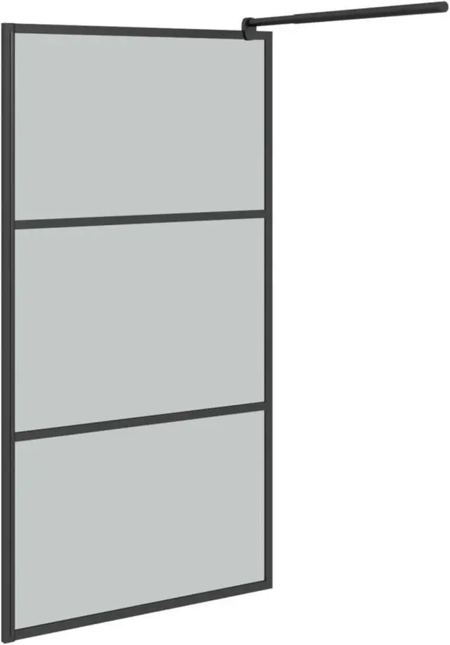 Alt view image 4 of 12 - vidaXL Walk-in Shower Wall 39.4"x76.8" Dark ESG Glass Black
