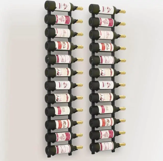 Alt view image 4 of 15 - vidaXL Wall Mounted Wine Racks for 12 Bottles 2 pcs Black Iron
