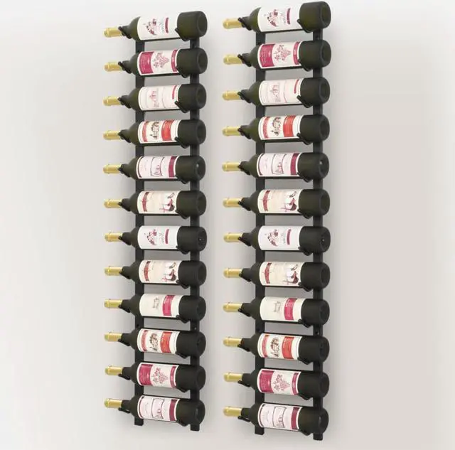 Alt view image 5 of 15 - vidaXL Wall Mounted Wine Racks for 12 Bottles 2 pcs Black Iron