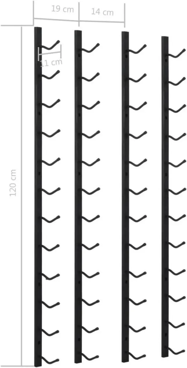 Alt view image 6 of 15 - vidaXL Wall Mounted Wine Racks for 12 Bottles 2 pcs Black Iron