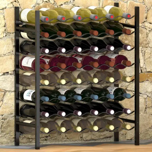 Alt view image 4 of 13 - vidaXL Wine Rack for 48 Bottles Black Metal