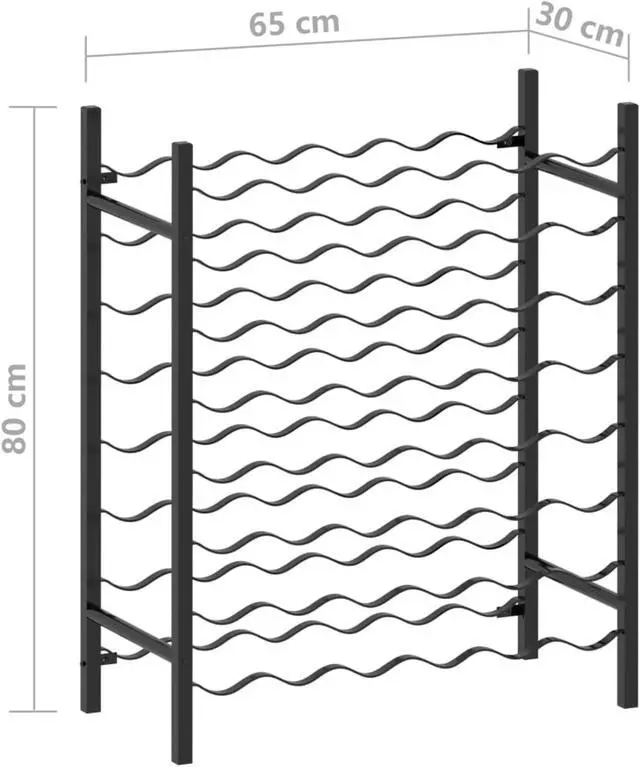 Alt view image 6 of 13 - vidaXL Wine Rack for 48 Bottles Black Metal