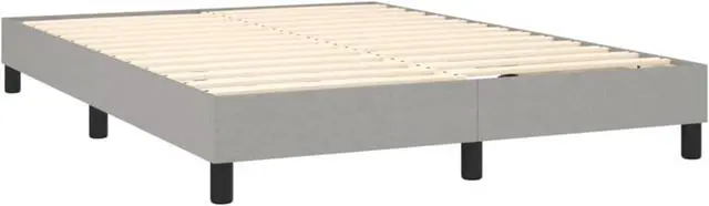 Alt view image 11 of 18 - vidaXL Bed Frame Light Gray Polyester, Plywood, Engineered wood Full