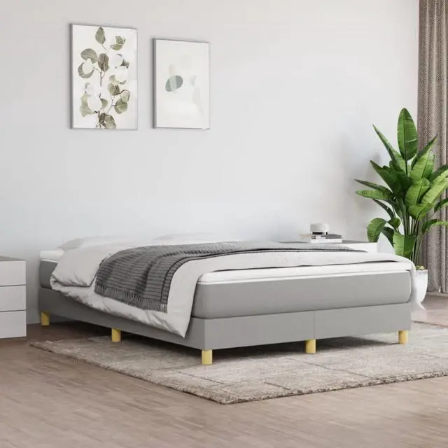 Alt view image 8 of 18 - vidaXL Bed Frame Platform Bed for Bedroom Light Gray 53.9"x74.8" Full Fabric