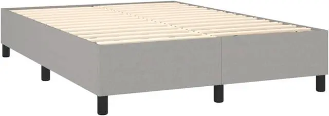 Alt view image 10 of 16 - vidaXL Bed Frame Light Grey 100% polyester, plywood, engineered wood Queen
