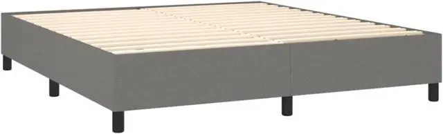 Alt view image 10 of 16 - vidaXL Bed Frame Upholstered Bedroom Furniture Dark Gray 76"x79.9" King Fabric